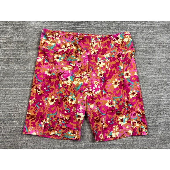 No Boundaries Pants - No Boundaries Bike Shorts Womens Large Pink Floral High Rise Athletic Pockets